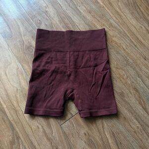 Women's Burgundy Ribbed Shorts